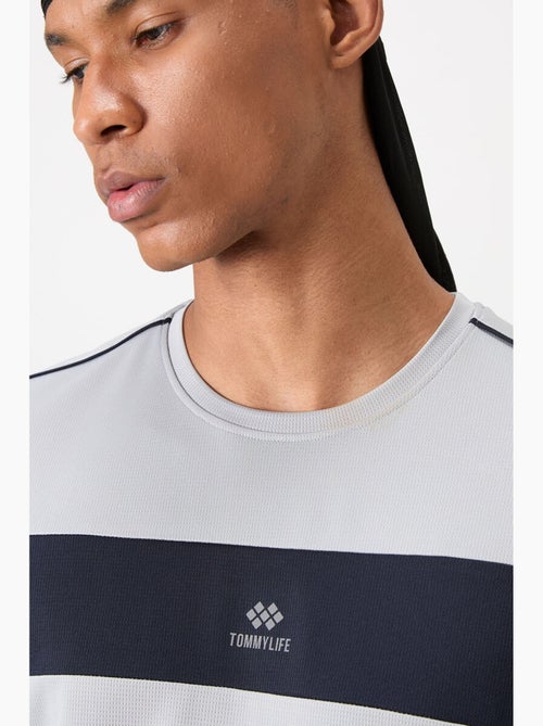 Men's camiseta de cuello redondo color block tommy - Kiabi