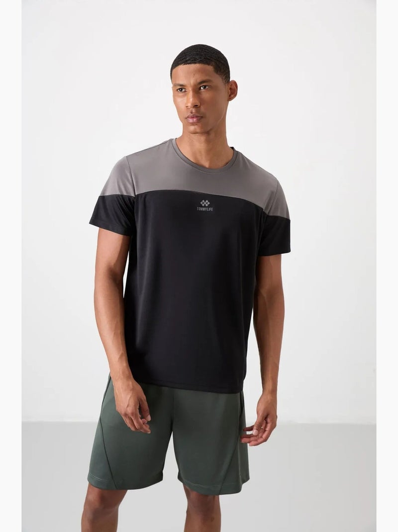 Men's camiseta de cuello redondo color block tommy Gris negro - Kiabi