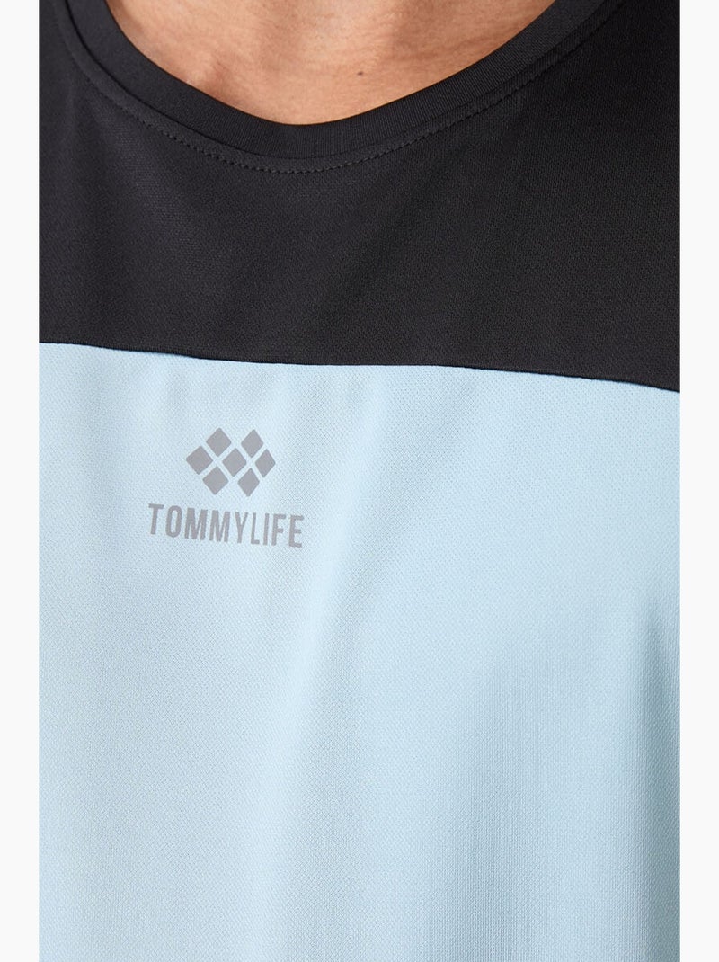 Men's camiseta de cuello redondo color block tommy Negro Azul - Kiabi