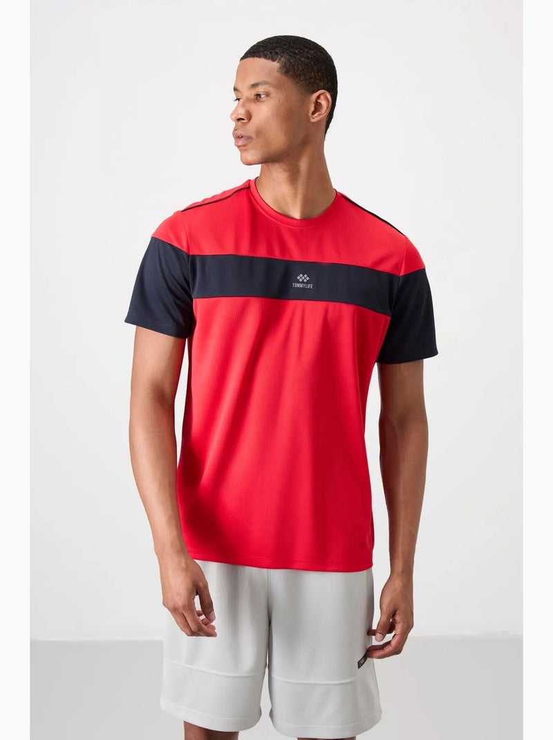 Men's camiseta de cuello redondo color block tommy Rojo - Kiabi