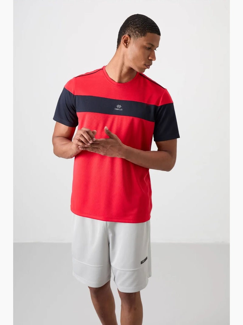 Men's camiseta de cuello redondo color block tommy Rojo - Kiabi