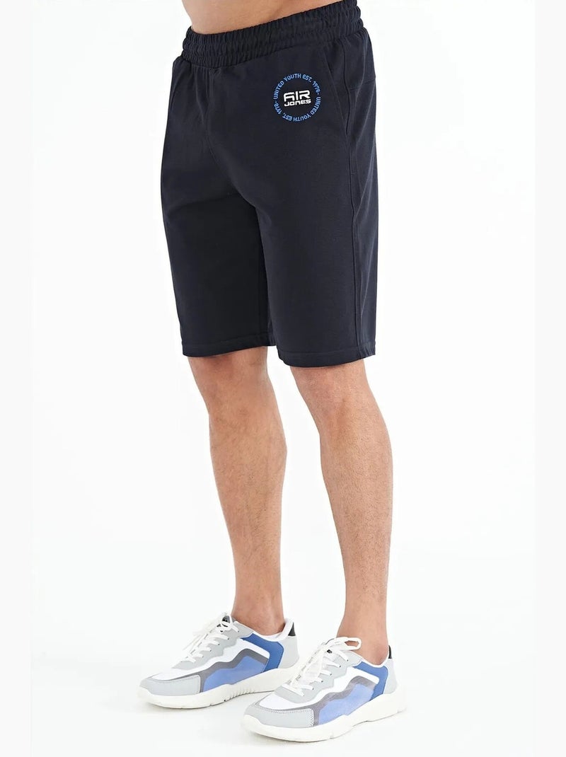 Men's pantalón corto de felpa pull-on tommy Azul marino - Kiabi