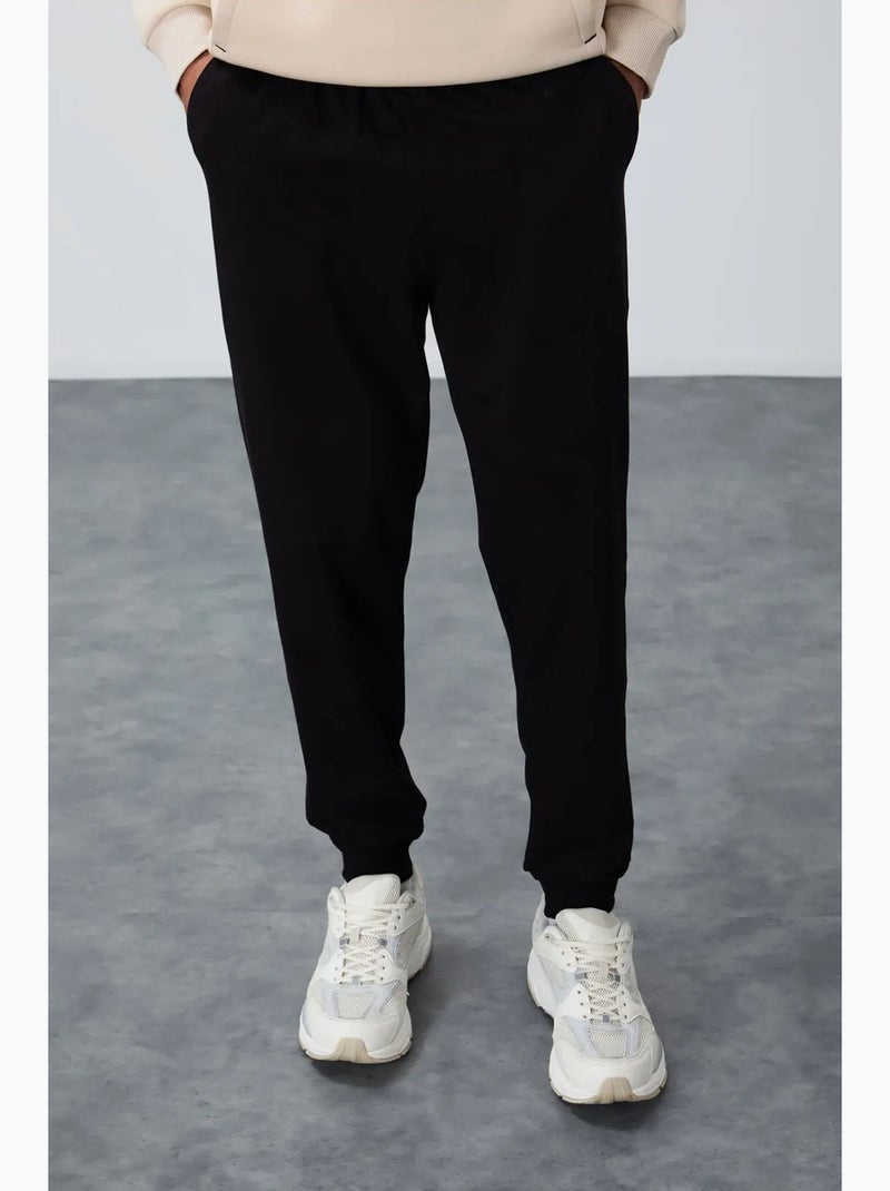 Men's pantalón de chándal de forro polar liso tommy Negro - Kiabi