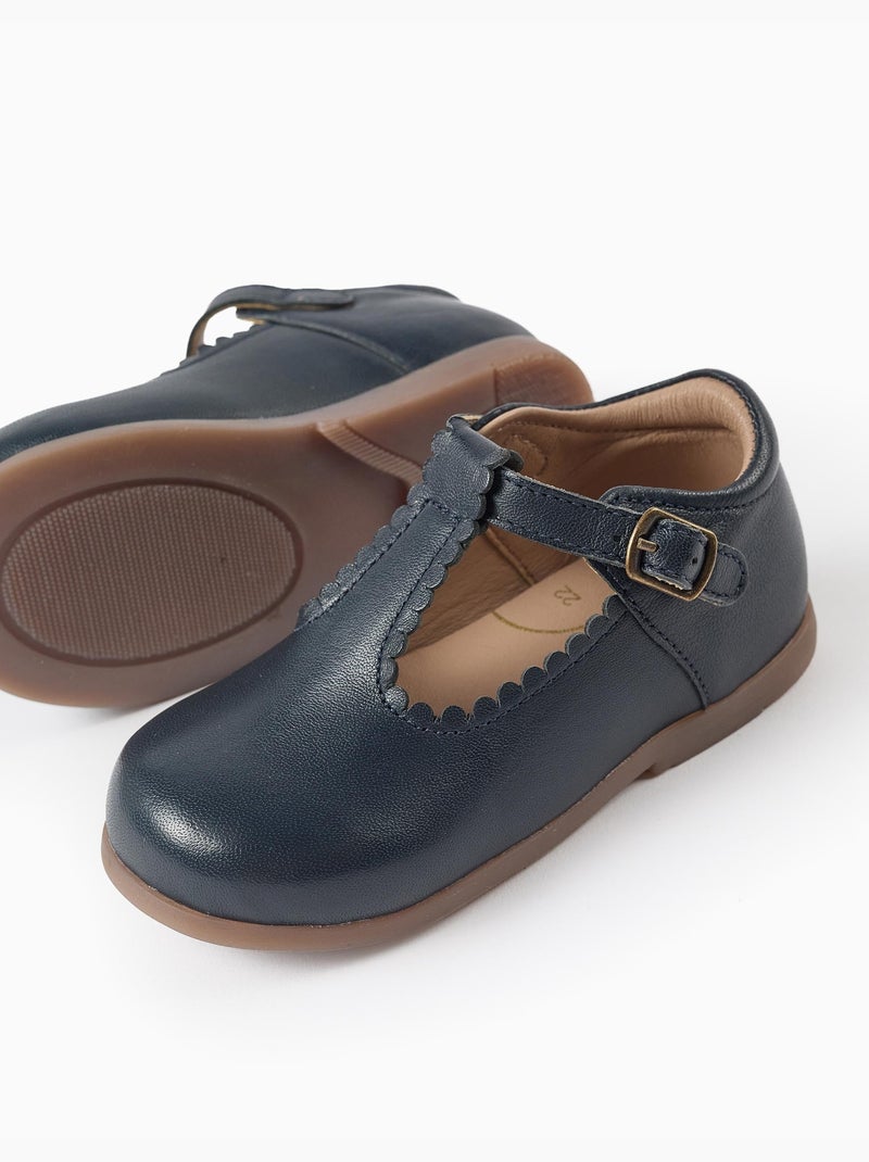 Merceditas Mary Jane de cuero Azul Azul - Kiabi