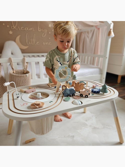 Mesa de actividades de madera 10 en 1 para bebé con juegos educativos y desarrollo infantil - Kiabi Mesa de actividades de madera 10 en 1 para bebé con juegos educativos y desarrollo infantil - Kiabi