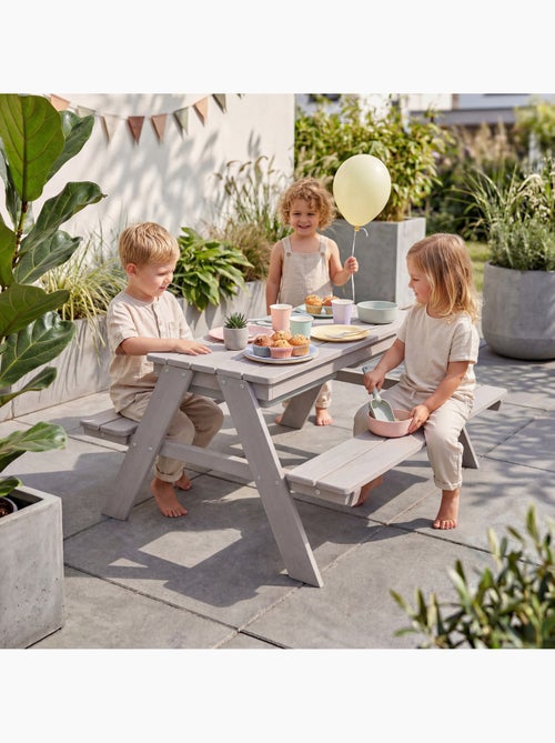Mesa de arena y agua en madera maciza para picnic - 4 plazas 'Roba outdoor+ play' - Kiabi
