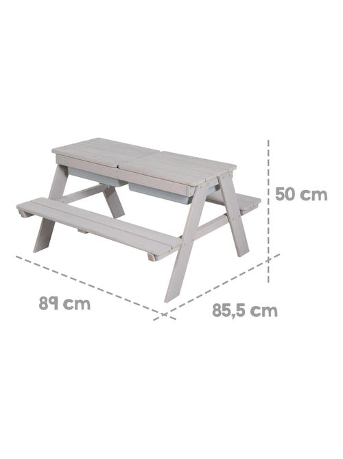 Mesa de arena y agua en madera maciza para picnic - 4 plazas 'Roba outdoor+ play' - Kiabi