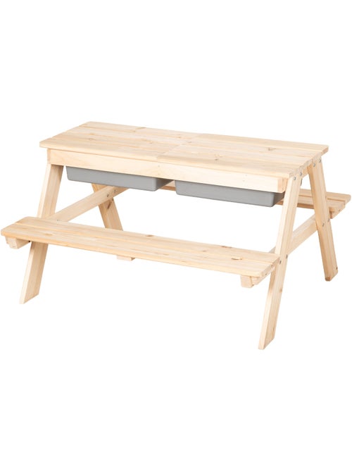 Mesa de arena y agua en madera maciza para picnic - 4 plazas 'Roba outdoor+ play' - Kiabi