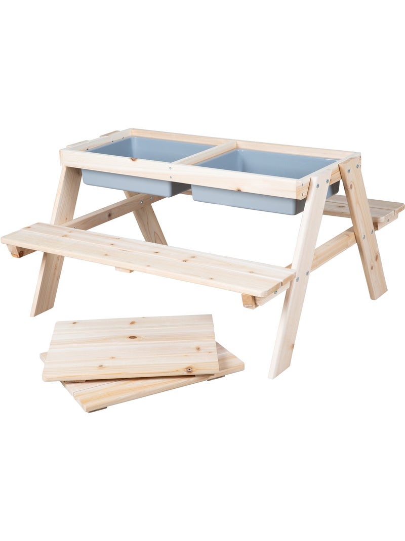 Mesa de arena y agua en madera maciza para picnic - 4 plazas 'Roba outdoor+ play' Madera natural - Kiabi