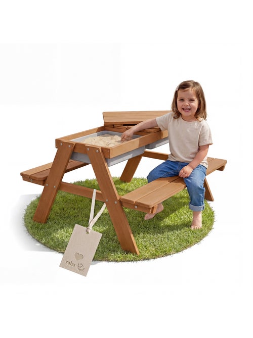 Mesa de arena y agua en madera maciza para picnic - 4 plazas 'Roba outdoor+ play' - Kiabi Mesa de arena y agua en madera maciza para picnic - 4 plazas 'Roba outdoor+ play' - Kiabi