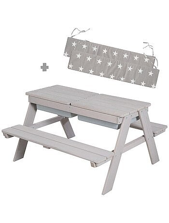 Mesa de arena y agua en madera maciza para picnic con 2 cojines - 4 plazas 'Roba outdoor+ play'