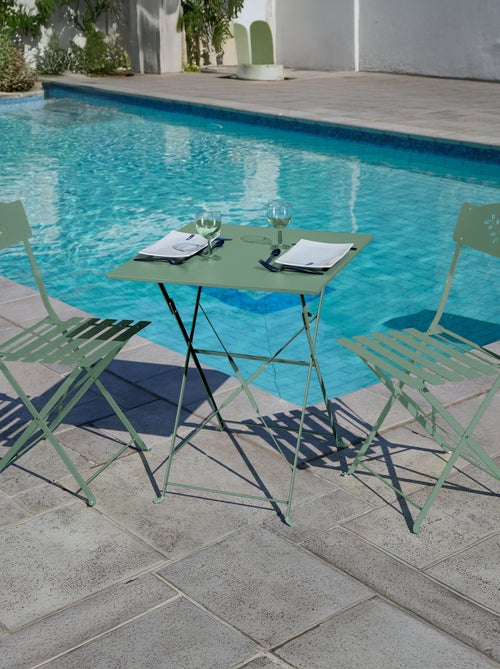 Mesa de jardín cuadrada plegable de acero - Kiabi