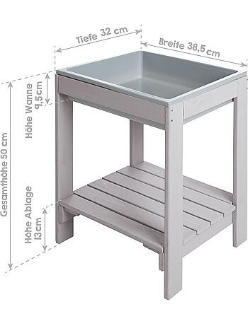 Mesa de juego Outdoor+ “Tiny” - Resistente a la intemperie - Mesa de agua y arena - Gris