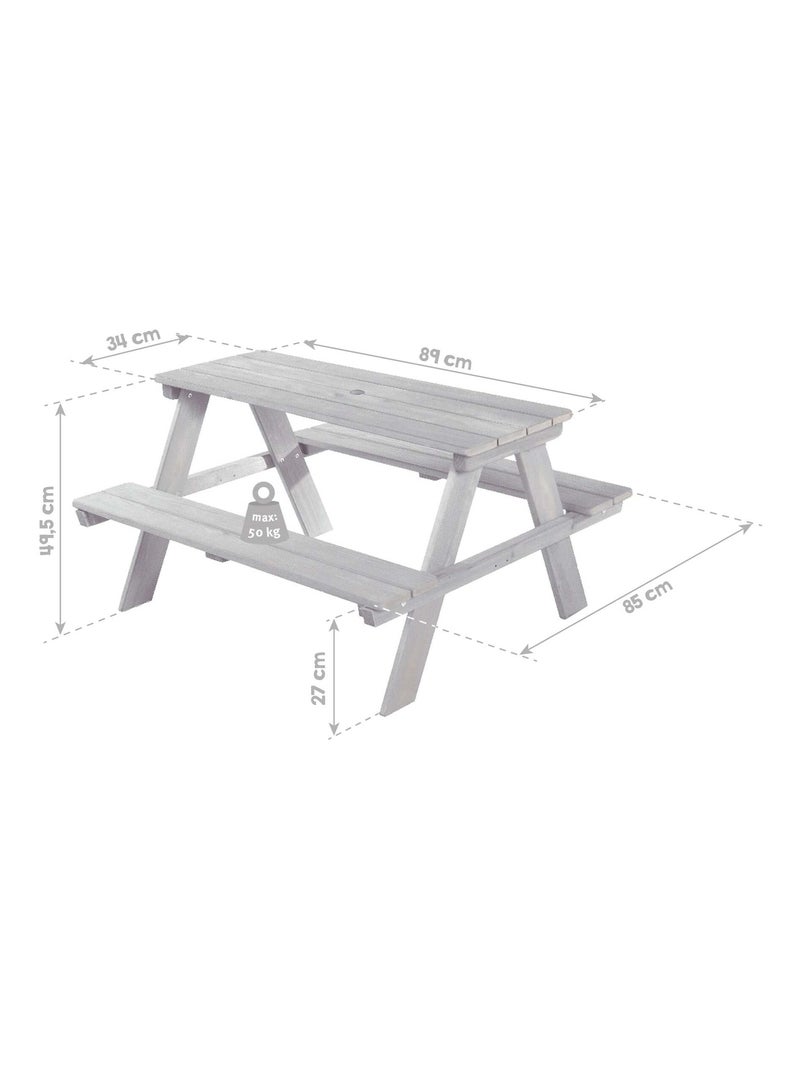 Mesa de picnic infantil + 2 cojines 'Roba picnic for 4' Gris - Kiabi