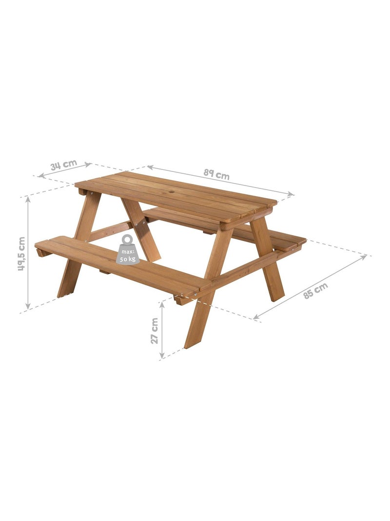 Mesa de picnic infantil + 2 cojines 'Roba picnic for 4' Marrón - Kiabi