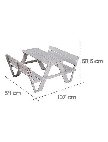 Mesa de picnic infantil con bancos con respaldo + 2 cojines y parasol 'Roba picnic for 4'