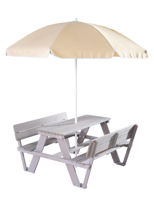 Mesa de picnic infantil con bancos con respaldo + 2 cojines y parasol 'Roba picnic for 4' - Kiabi