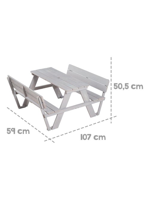 Mesa de picnic infantil con bancos con respaldo + 2 cojines y parasol 'Roba picnic for 4' - Kiabi