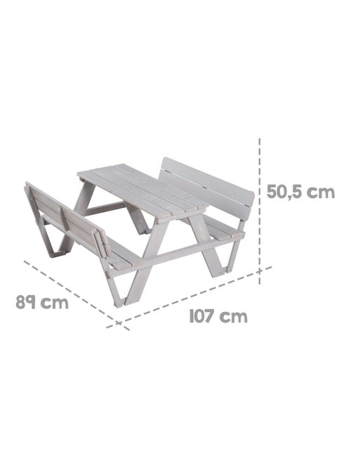 Mesa de picnic infantil con bancos con respaldo 'Roba picnic for 4' - Kiabi