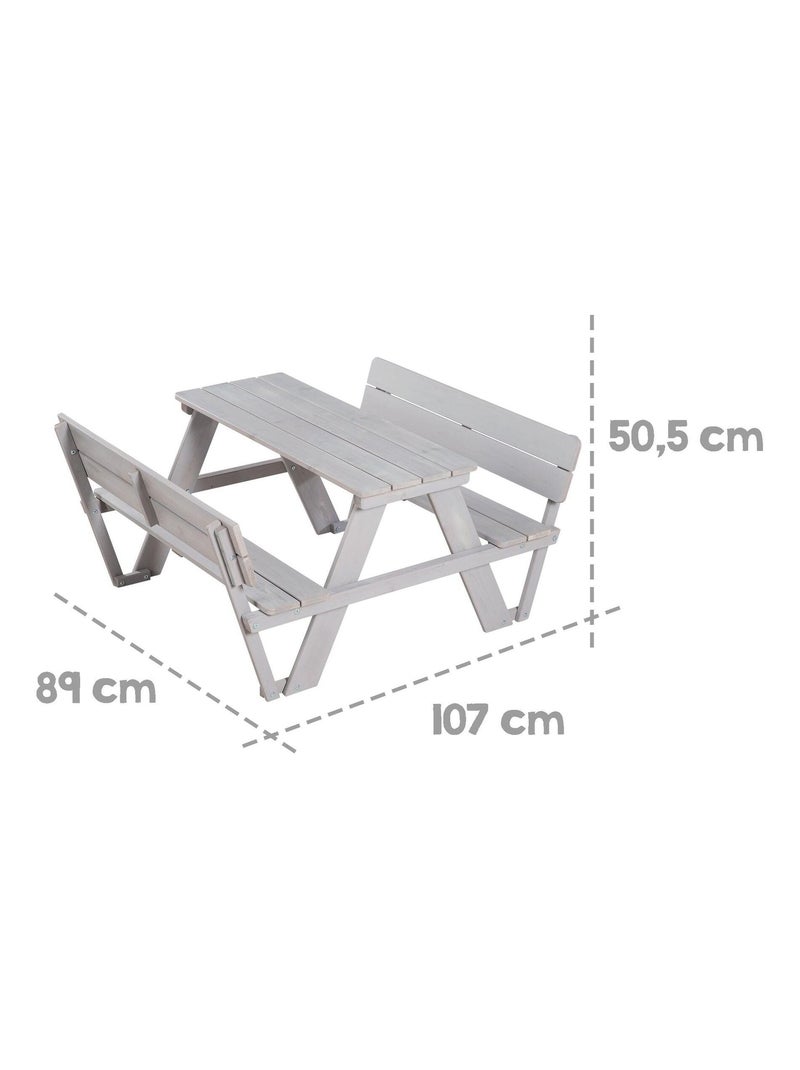 Mesa de picnic infantil con bancos con respaldo 'Roba picnic for 4' Gris - Kiabi