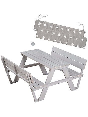 Mesa de picnic infantil en madera maciza + 2 cojines 'Roba picnic for 4'