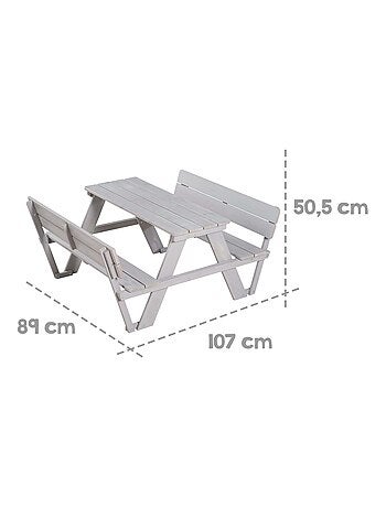 Mesa de picnic infantil en madera maciza + 2 cojines 'Roba picnic for 4'