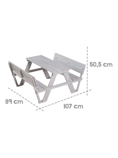 Mesa de picnic infantil en madera maciza + 2 cojines 'Roba picnic for 4' - Kiabi
