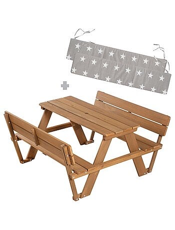 Mesa de picnic infantil en madera maciza + 2 cojines 'Roba picnic for 4'