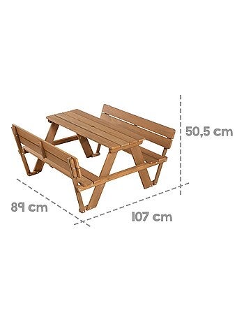 Mesa de picnic infantil en madera maciza + 2 cojines 'Roba picnic for 4'