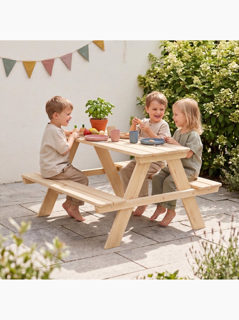 Mesa de picnic infantil 'Roba picnic for 4' Madera natural - Kiabi