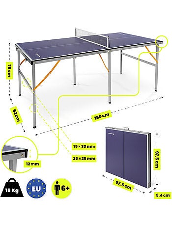 Mesa de ping-pong plegable y portátil hypermotion 180 x 92 cm para interior