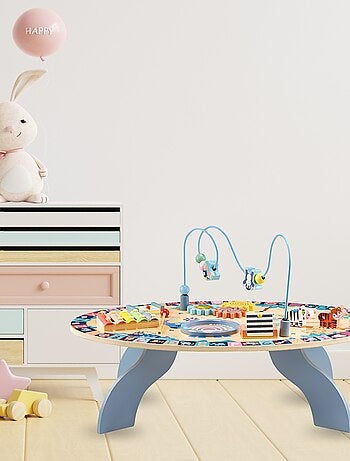 Mesa educativa de madera 7 en 1 con instrumentos y actividades infantiles