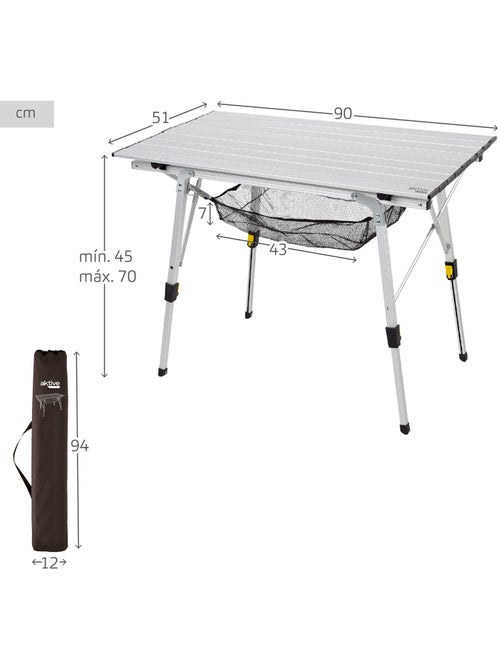 Mesa plegable camping aluminio antideslizante y desmontable altura ajustable con red auxiliar aktive - Kiabi Mesa plegable camping aluminio antideslizante y desmontable altura ajustable con red auxiliar aktive - Kiabi