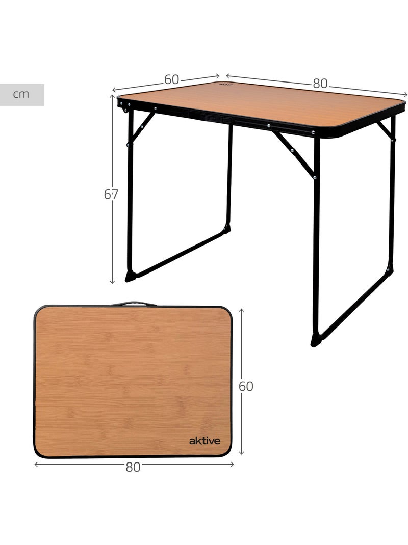 Mesa plegable camping bambú con asa transporte aktive Madera natural - Kiabi