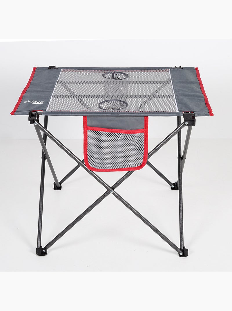 Mesa plegable camping con posavasos y bolsillo aktive Gris - Kiabi
