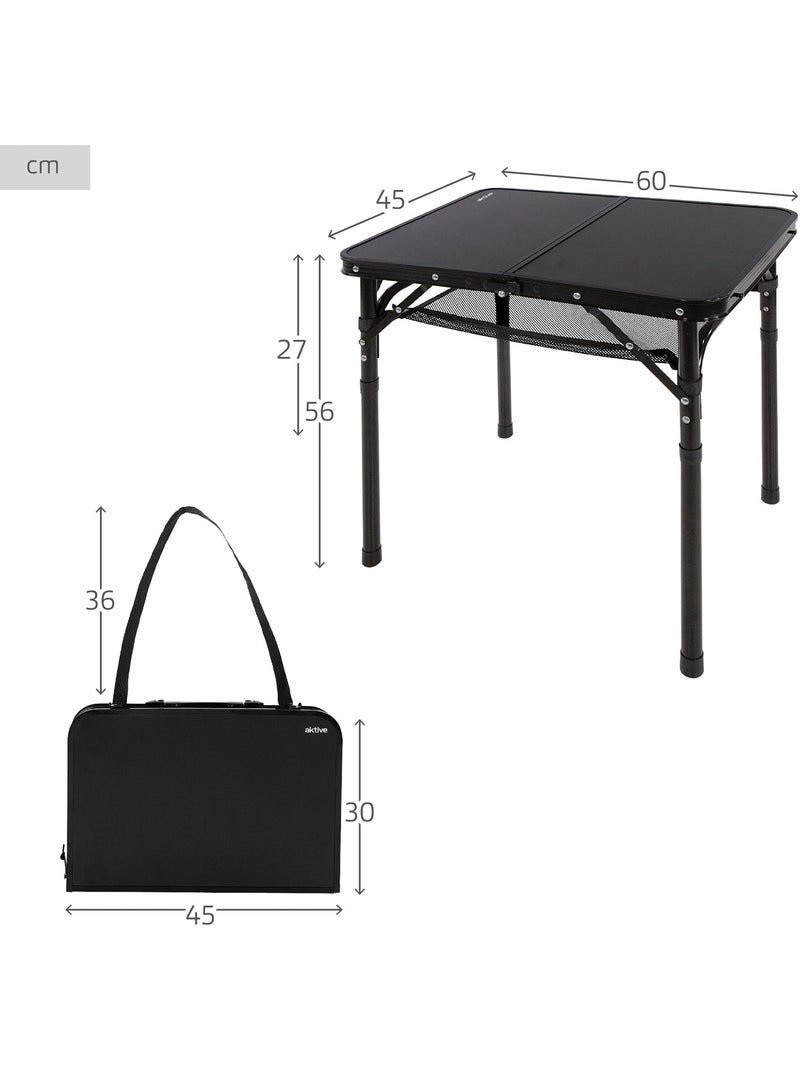 Mesa plegable camping maletín pequeña, ajustable en altura y antideslizante con red aktive Negro - Kiabi