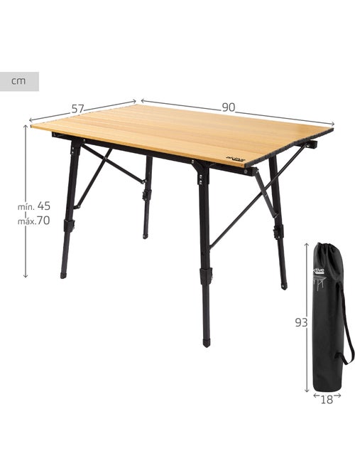 Mesa plegable glamping altura ajustable aktive - Kiabi Mesa plegable glamping altura ajustable aktive - Kiabi