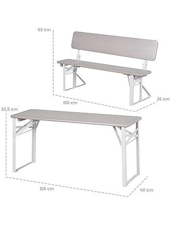 Mesa y 2 bancos con respaldo para niños - conjunto plegable en madera maciza FSC 'Roba outdoor'