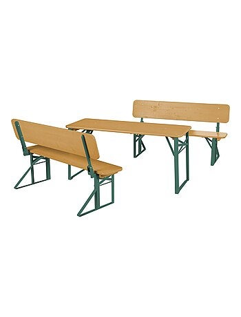 Mesa y 2 bancos con respaldo para niños - conjunto plegable en madera maciza FSC 'Roba outdoor'