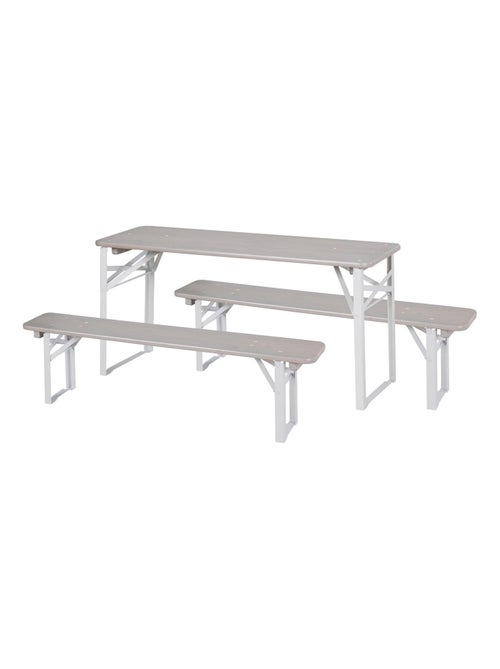 Mesa y 2 bancos para niños - conjunto plegable en madera maciza FSC 'Roba outdoor' - Kiabi