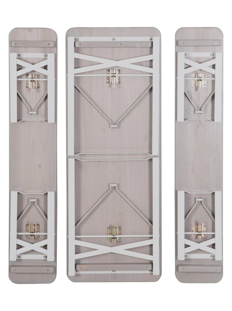 Mesa y 2 bancos para niños - conjunto plegable en madera maciza FSC 'Roba outdoor' Gris - Kiabi