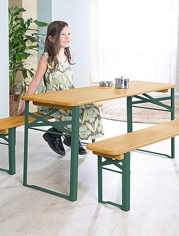 Mesa y 2 bancos para niños - conjunto plegable en madera maciza FSC 'Roba outdoor'