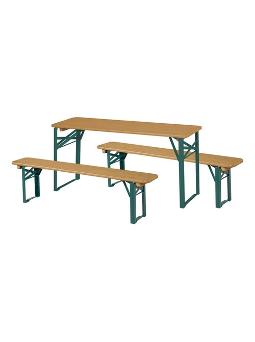 Mesa y 2 bancos para niños - conjunto plegable en madera maciza FSC 'Roba outdoor' - Kiabi