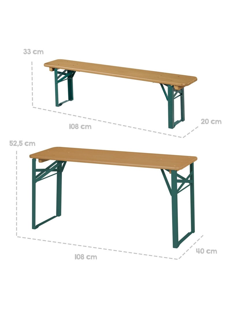 Mesa y 2 bancos para niños - conjunto plegable en madera maciza FSC 'Roba outdoor' Marrón - Kiabi