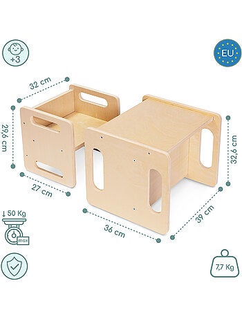 Mesa y silla montessori 6 en 1 para niños desde 3 años