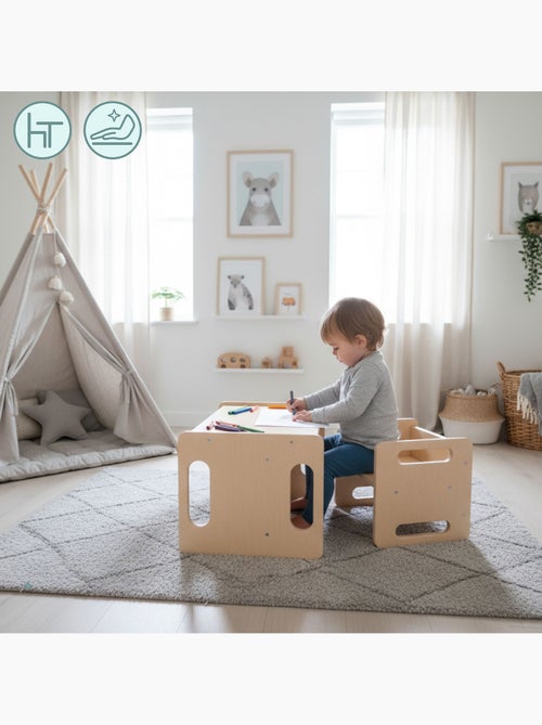 Mesa y silla montessori 6 en 1 para niños desde 3 años - Kiabi Mesa y silla montessori 6 en 1 para niños desde 3 años - Kiabi