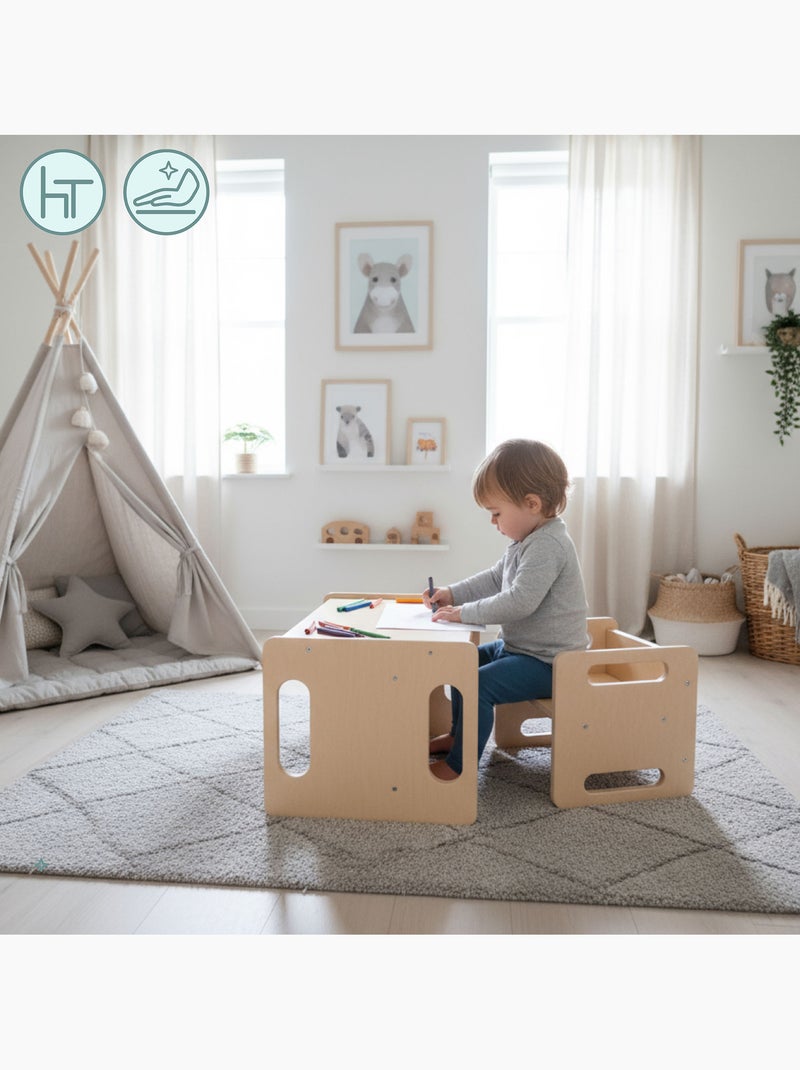 Mesa y silla montessori 6 en 1 para niños desde 3 años Beige - Kiabi