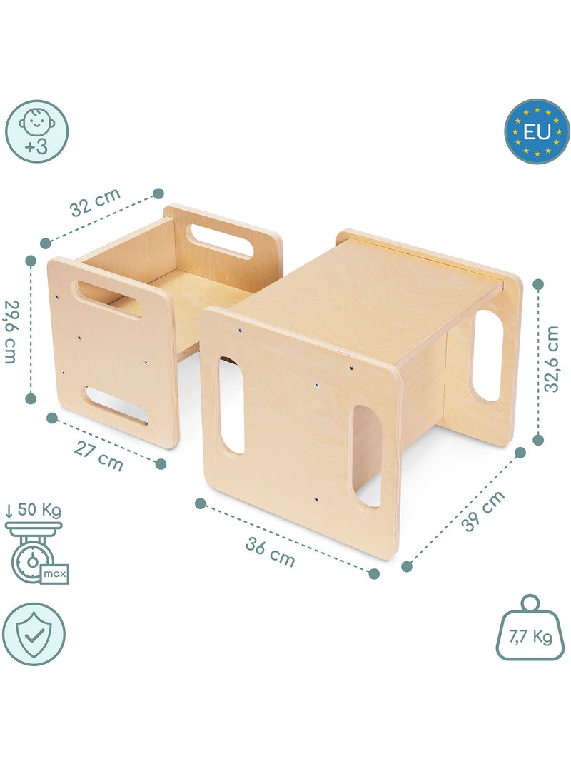 Mesa y silla montessori 6 en 1 para niños desde 3 años Beige - Kiabi