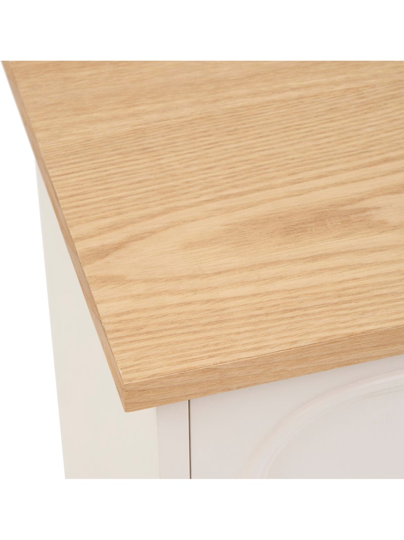 Mesita de noche de madera con un cajón y tablero de fresno Marfil - Kiabi