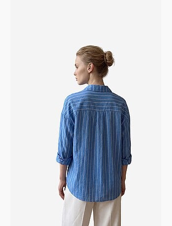 Mi moda camisa de popelina a rayas con botones my fashion
